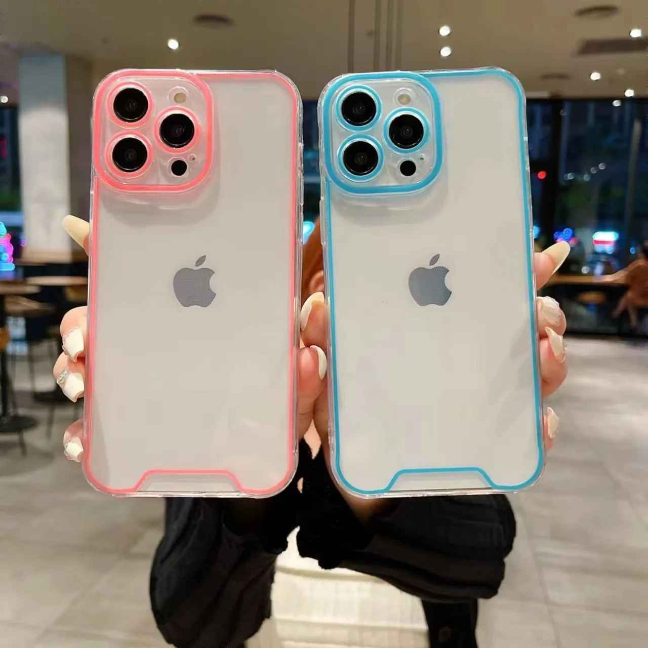 Custodie Fluorescenti morbida in Silicone trasparente luminoso per luce notturna con cover posteriore antiurto per iPhone:  11 12 13 14 Pro Max 15 16 Pro X XR XS