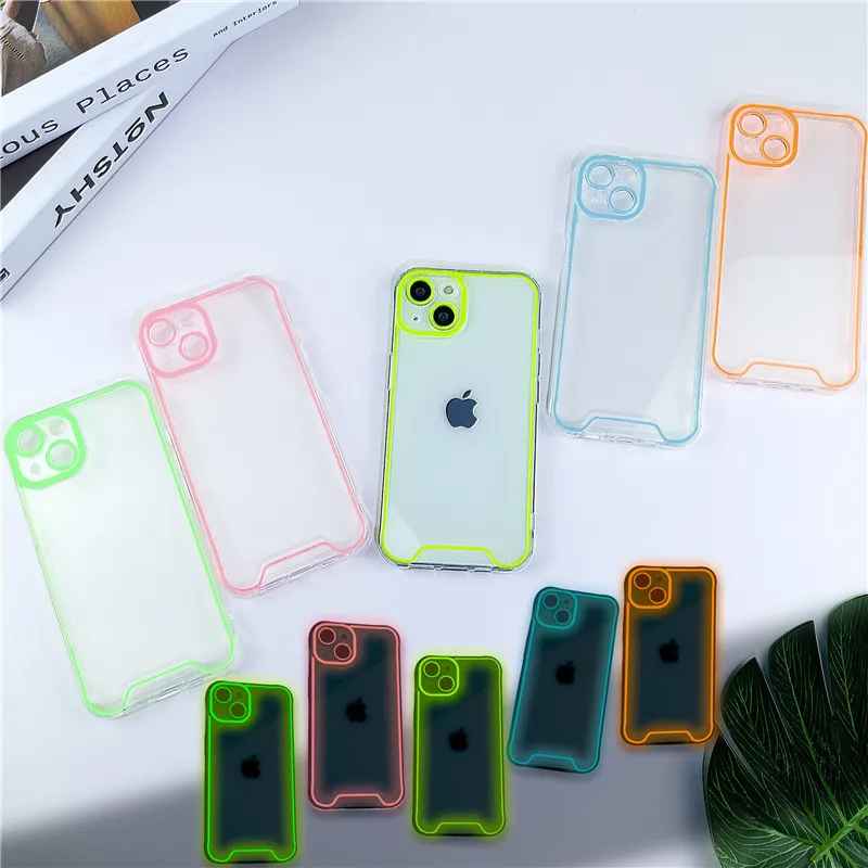 Custodie Fluorescenti morbida in Silicone trasparente luminoso per luce notturna con cover posteriore antiurto per iPhone:  11 12 13 14 Pro Max 15 16 Pro X XR XS